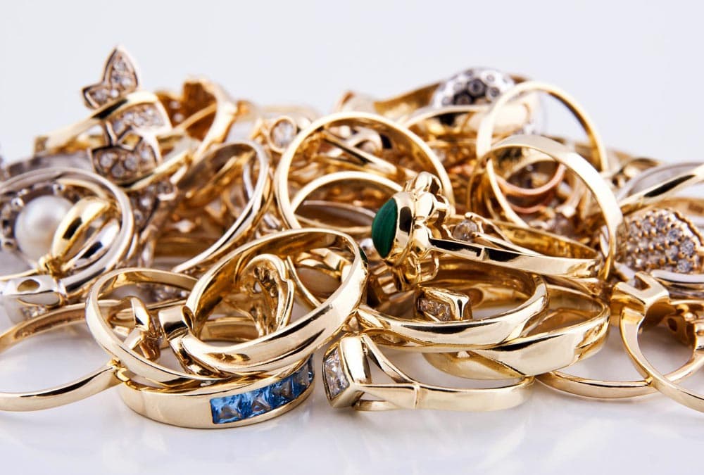 Assorted gold jewelry pieces.